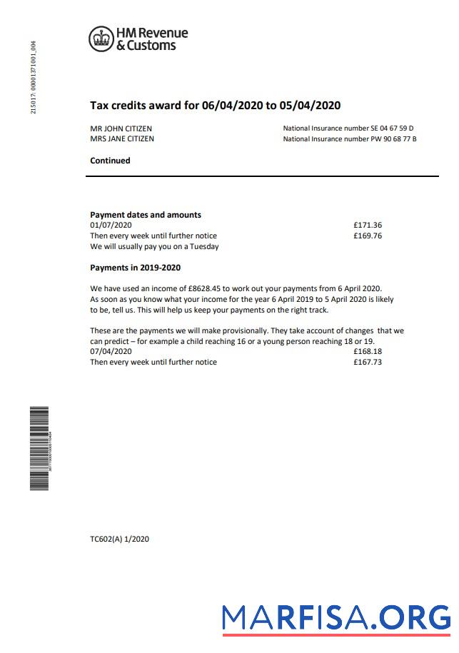 Blank HM Revenua & Customs utility bill template in Word and PDF format